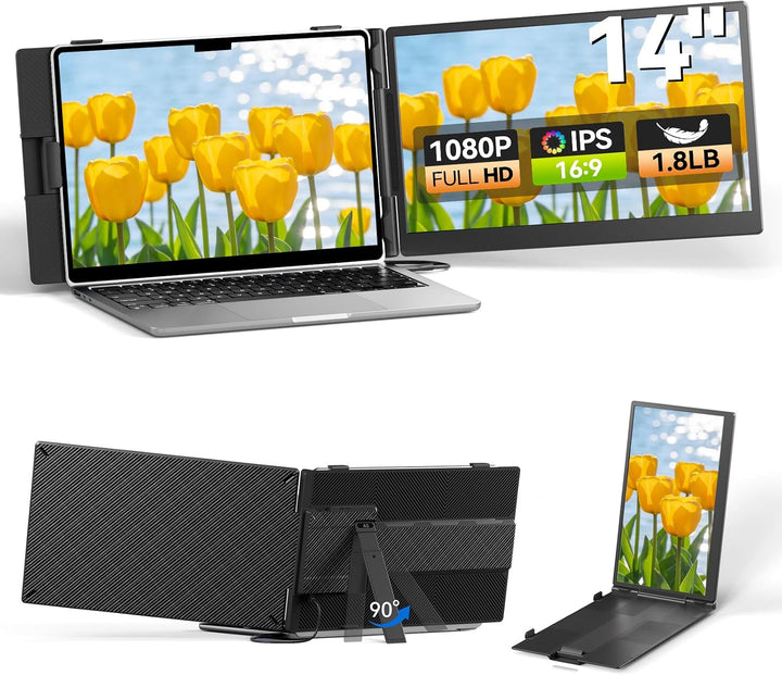 DZVW Extensor de pantalla para portátil de 14 pulgadas, monitor por...
