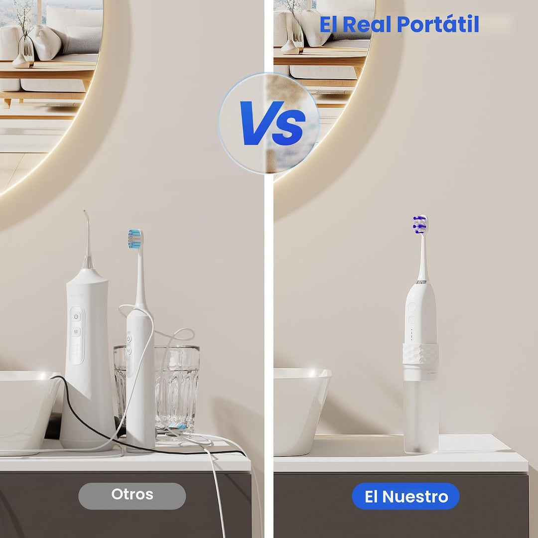 Cepillo de dientes eléctrico con hilo dental de agua, kit de limpie...