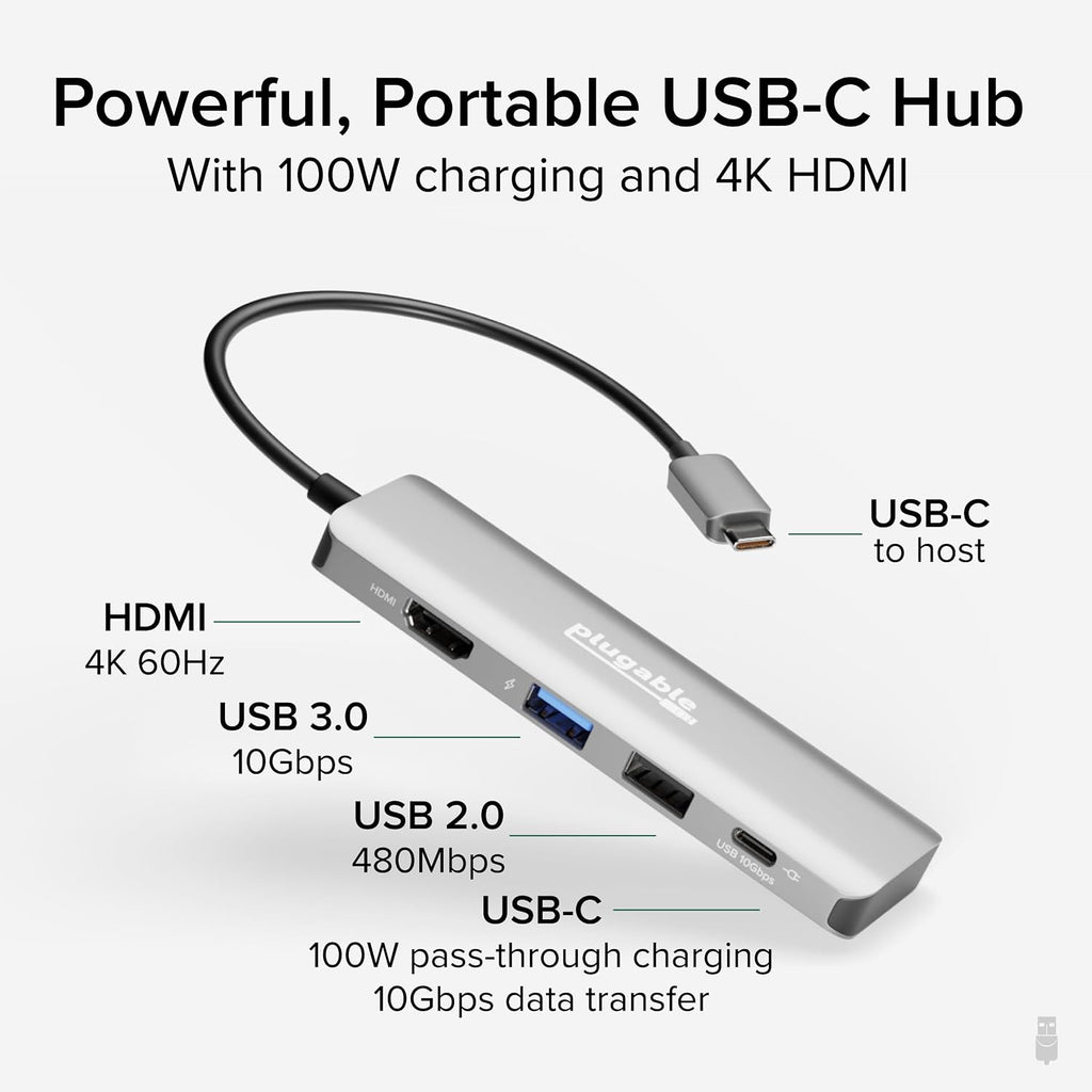 Plugable, USBC-4IN1, hub USB 2.0