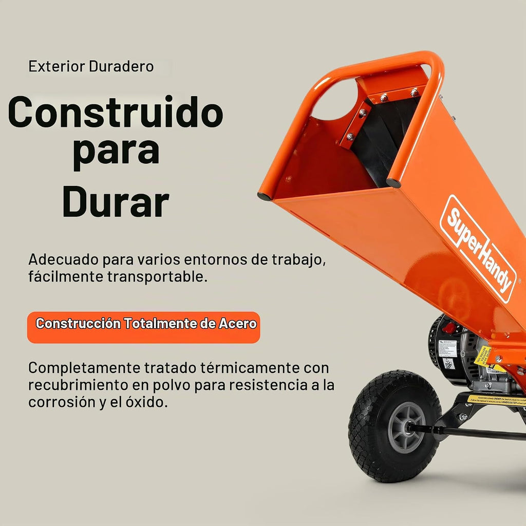 SuperHandy Trituradora de madera a gas 9HP, capacidad de 4 pulgadas