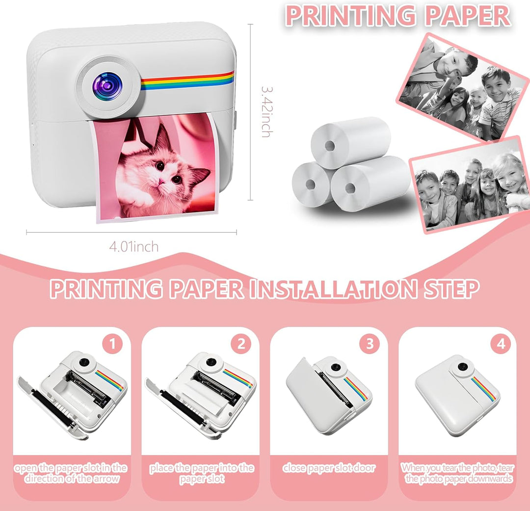 Cámara para niños con impresión instantánea y papel de impresión a...