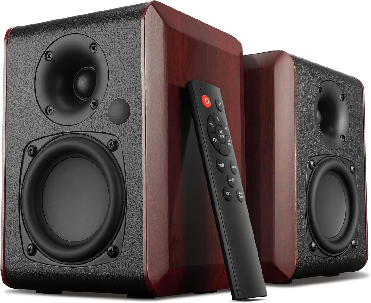 Saiyin Altavoces Bluetooth alimentados para estantería con woofer de 3.75
