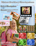 Cámara de impresión instantánea para niños, cámaras de impresión digital instantánea 1080P para niños pequeños, juguete portátil para niñas de 4, 5, 6, 7, 8, 9, 10 años, regalos de cumpleaños de Navidad para niñas y niños con tarjeta SD azul