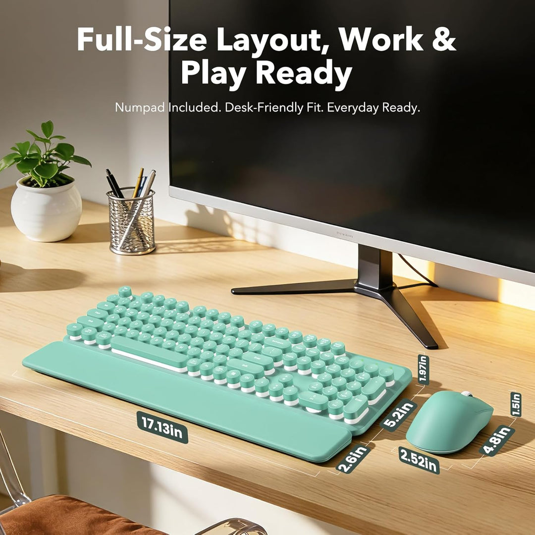 Combo de teclado y ratón inalámbricos, teclas redondas retroilumina...