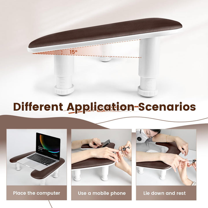 JODSONE Reposabrazos marrón en forma de U para uñas con soporte gir...