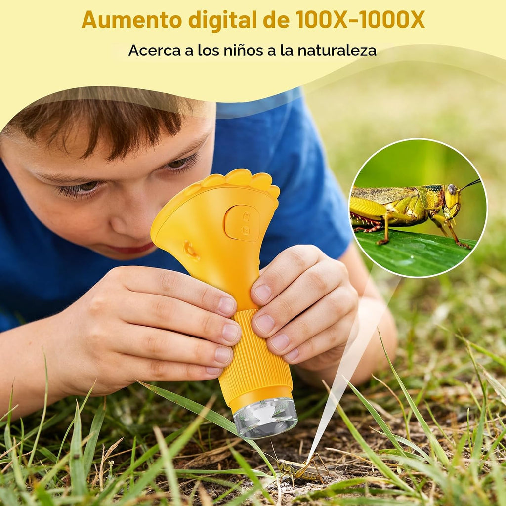 Microscopio portátil Ashfly 1000X para niños, microscopio de bolsillo para fotos y videos, microscopio de bolsillo, pantalla digital de 2 pulgadas 2026 para niños y niñas de 3 a 12 años