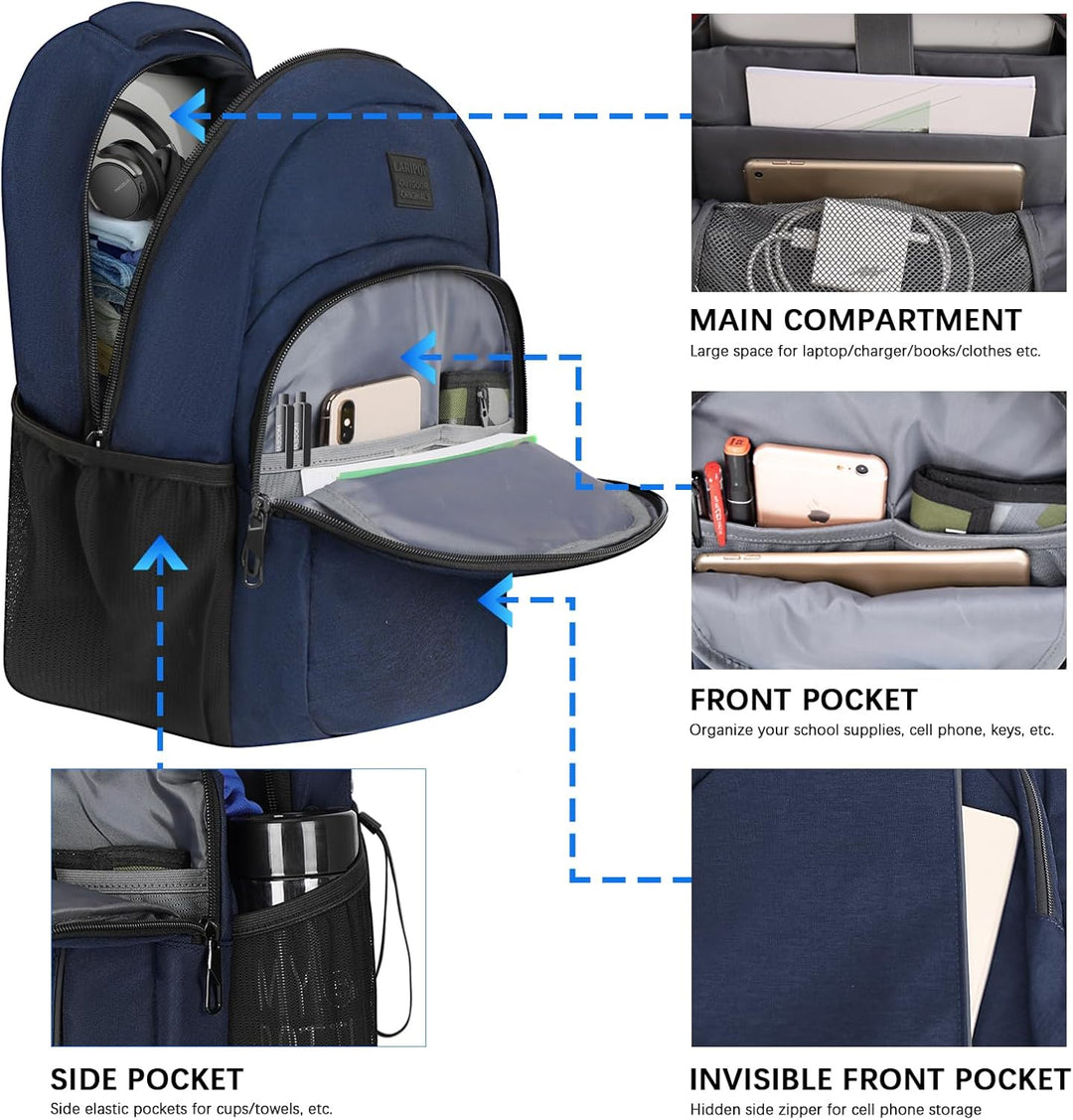LARIPOP Mochila para laptop de viaje, mochila para portátil de 15.6...