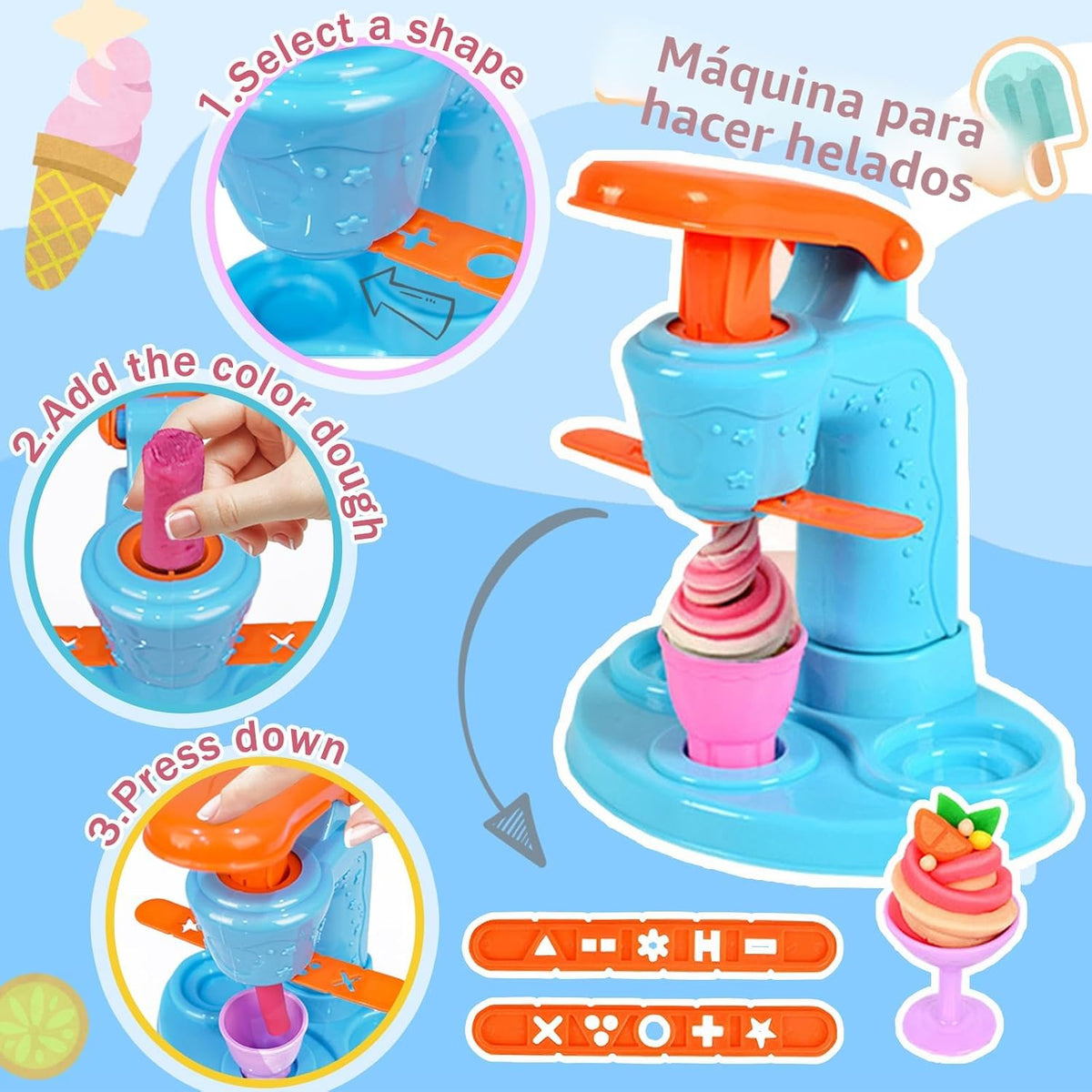 3 en 1 Color Dough Kitchen Creations Set, 12 Colors Dough