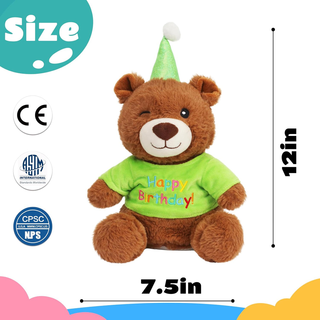 Cuteoy Oso de peluche musical de feliz cumpleaños, juguete de peluc...