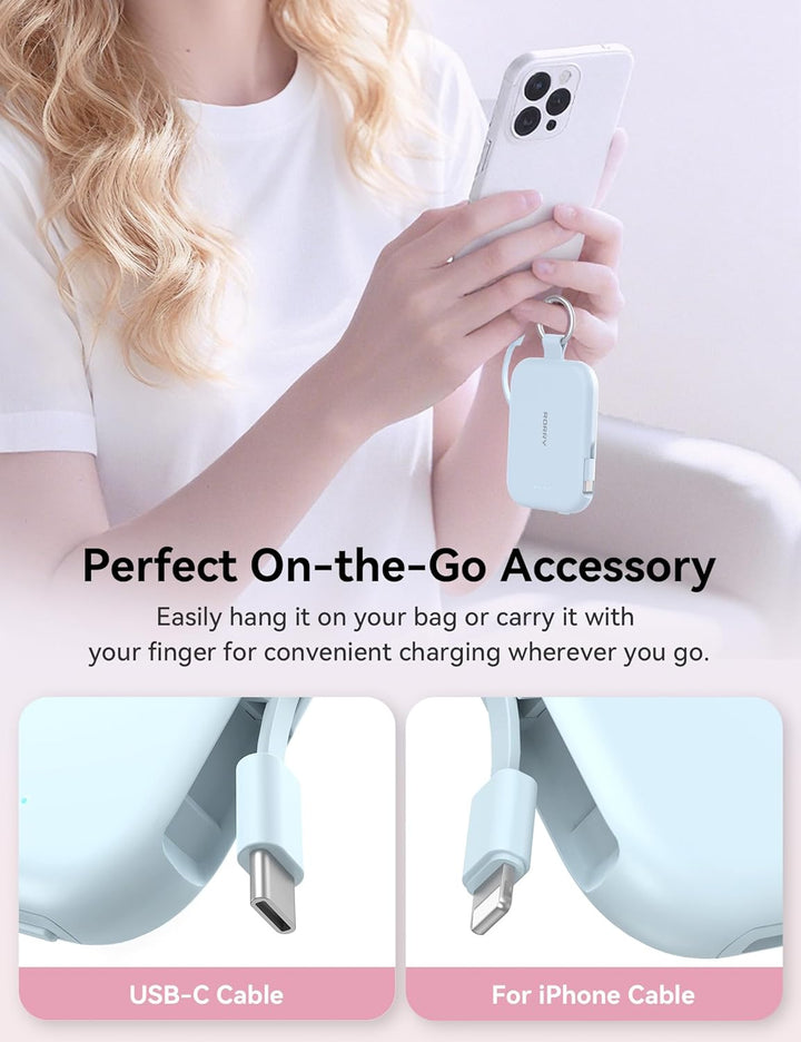 RORRY Cargador portátil, cargador portátil de 5000 mAh con cables i...
