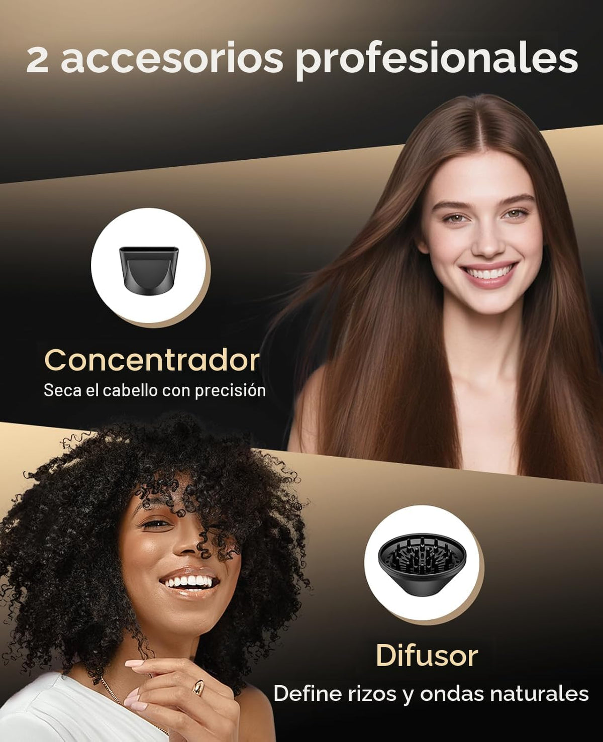 Secador de pelo, secador de pelo CONFU con difusor, secador de pelo...