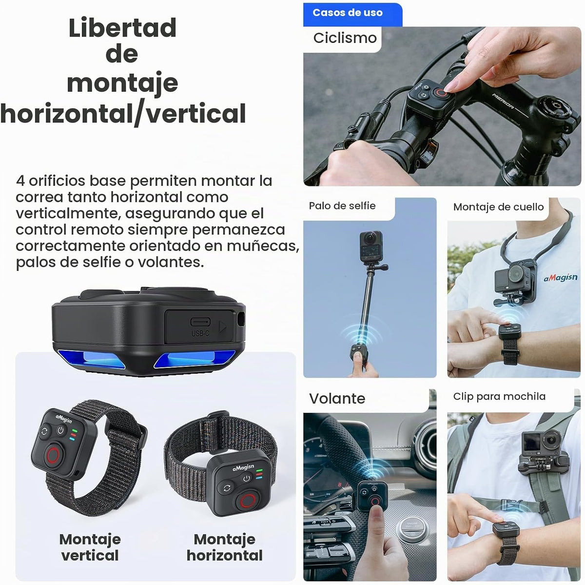 YDW Control remoto Bluetooth para DJI Osmo Action 6/Osmo Action 5 Pro/Action 4/DJI OSM0 360 cámaras, rango de control remoto inalámbrico de 164 ft, accesorios de acción inteligente