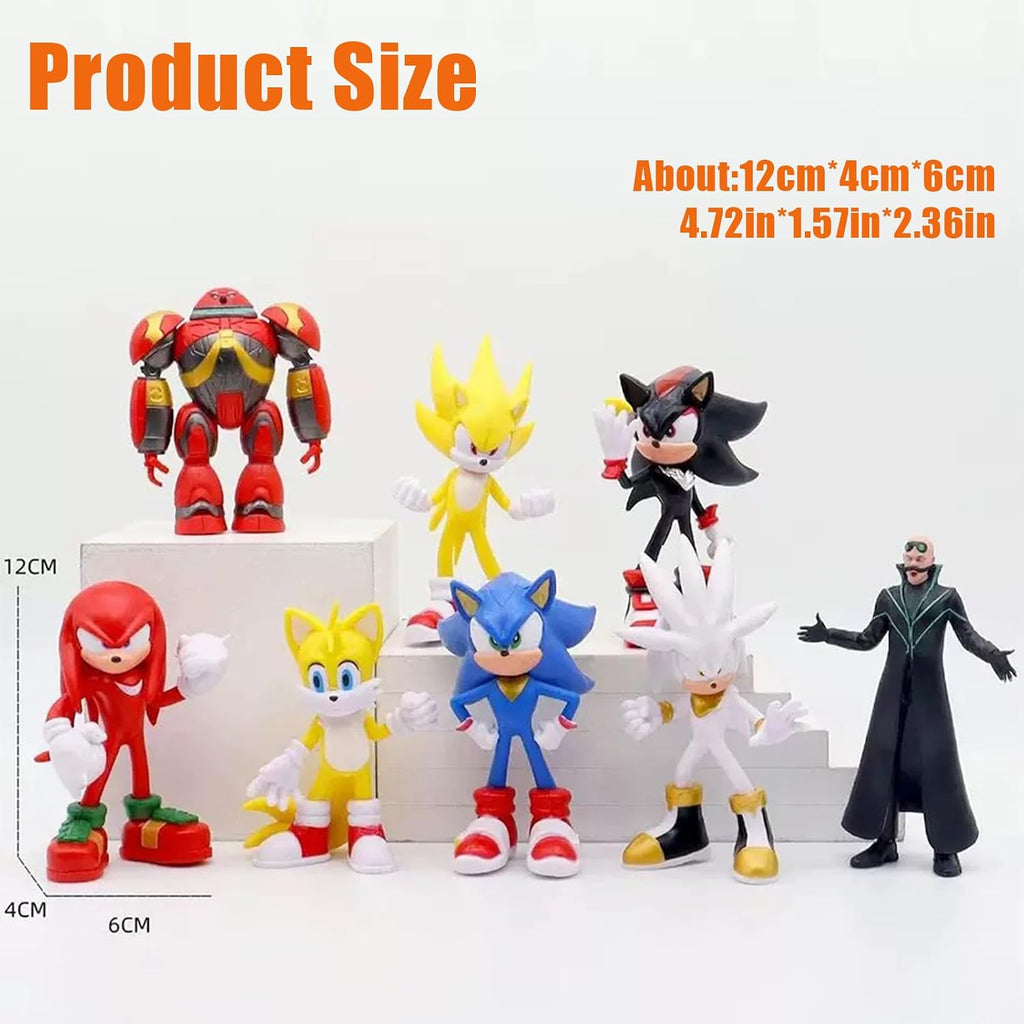 Figura de acción de erizo, estatua de estilo erizo de 6.5 pulgadas, hecha a mano, coleccionable para exhibición (8 unidades)