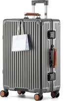 HotWay Equipaje de mano con mango de cuero, maleta sin cremallera de policarbonato con ruedas giratorias y cerraduras TSA, equipaje aprobado por aerolíneas de 22 x 14 x 9 para viajes, Gris, Equipaje