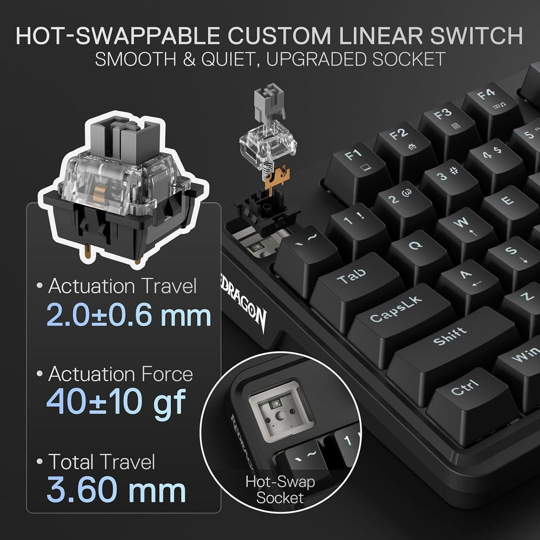 Redragon K745 Teclado Gaming RGB con Cable y Junta, Teclado Mecánic...