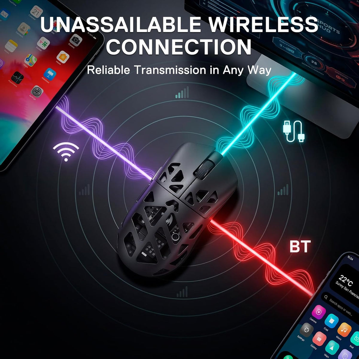 Redragon M997 Ratón inalámbrico para juegos de aleación de magnesio...