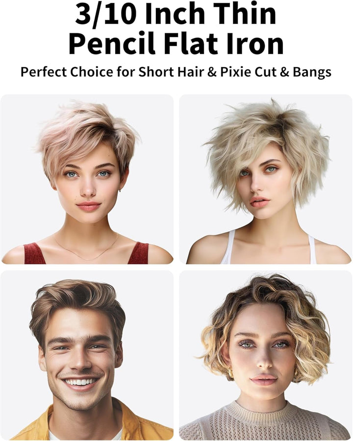 Plancha plana pequeña para cabello corto, plancha plana de lápiz de...