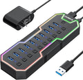 ZIUMIER, L100, hub USB 3.0 de 10 puertos, alimentado, adaptador 12V/2A