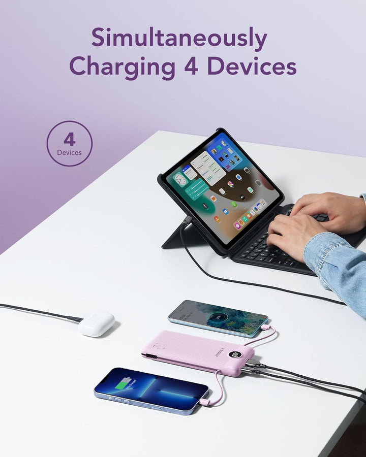 VEGER - Cargador portátil de iPhone, cables integrados de carga ráp...