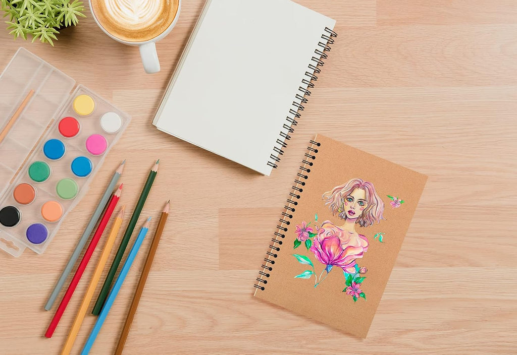 Paquete de 24 cuadernos espiral A5 con cubierta de papel kraft, 5x8 pulgadas, papel con líneas rayadas, para trabajo, bocetos, estudio, toma de notas, regalos, marrón (24 PIEZAS (con líneas))