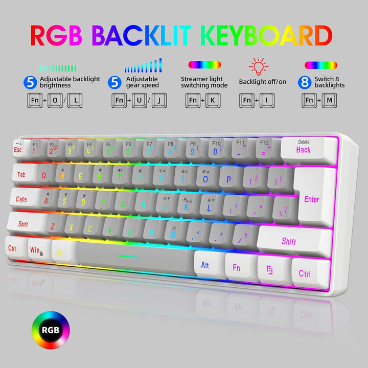 Snpurdiri - Teclado para videojuegos 60% con cable, pequeño, ultra...