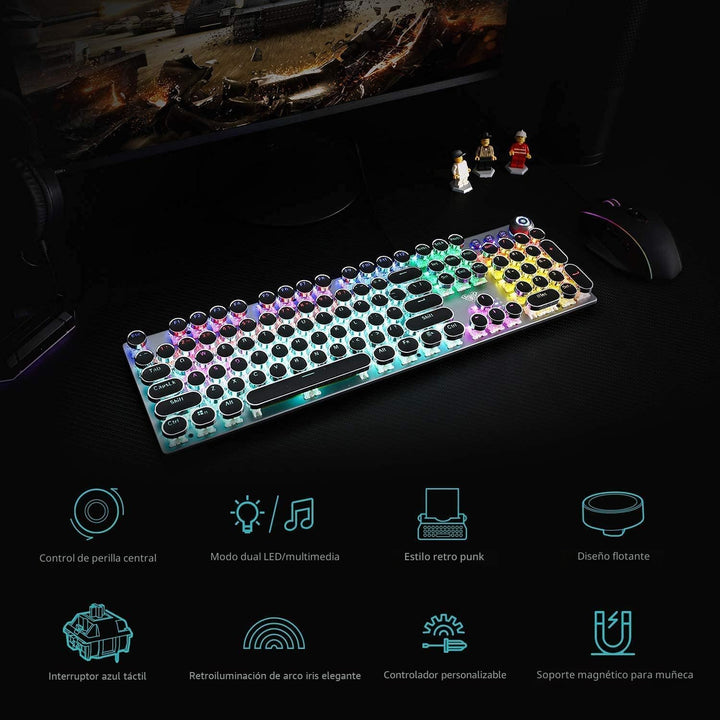 AULA F2088 Teclado mecánico para juegos estilo máquina de escribir,...
