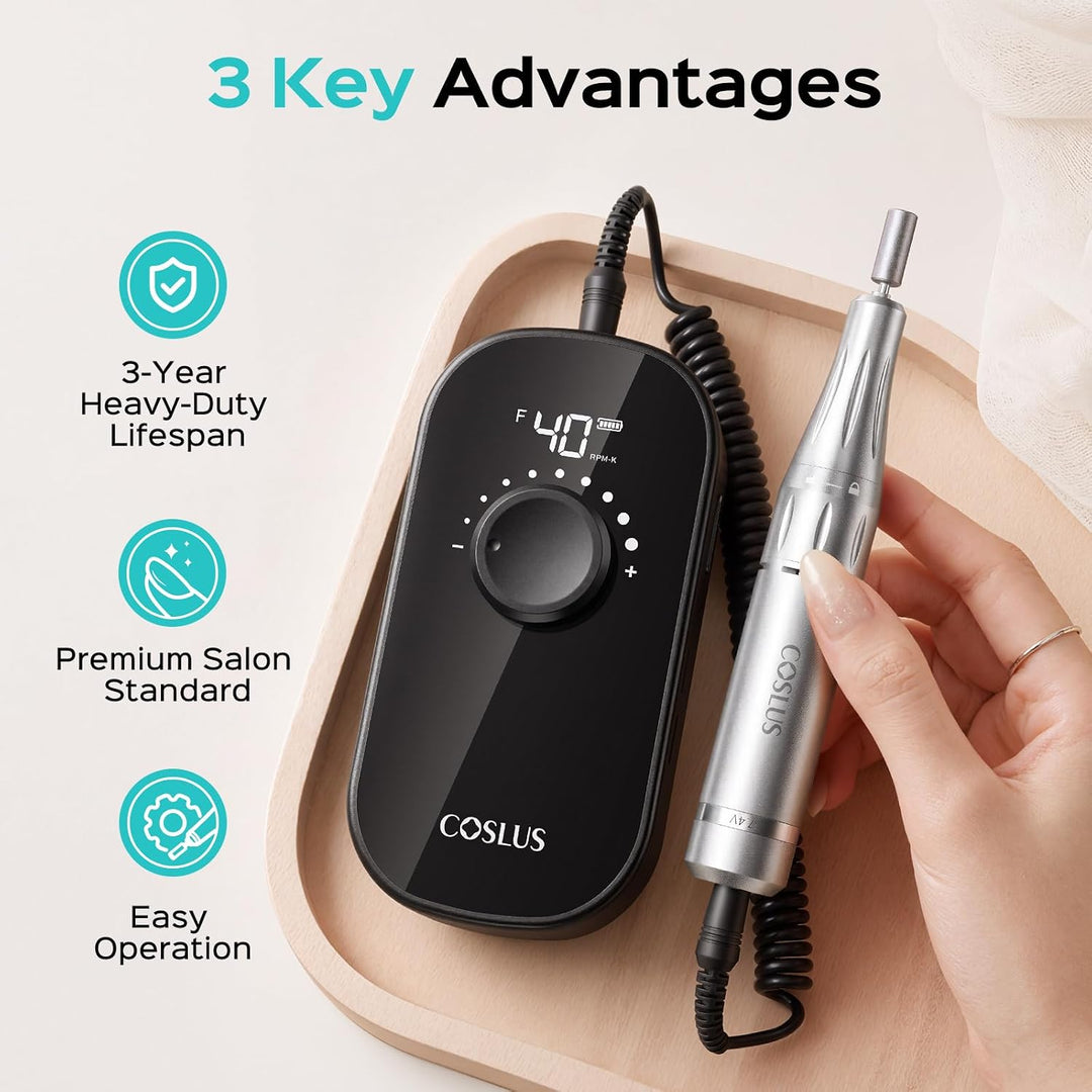 COSLUS Taladro de uñas eléctrico profesional recargable de 40000 RP...