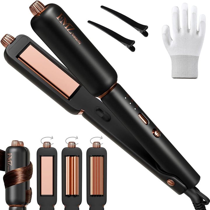 FMZ Plancha plana rizadora de pelo, rizador de pelo 4 en 1 profesio...
