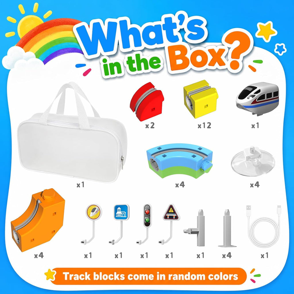 Juego de tren eléctrico para niños, 22 piezas de juguete de pista de carreras 3D, juguete de tren de viaje portátil con bolsa de viaje, juguete STEM para niños y niñas de 3, 4, 5, 6, 7, 8 años