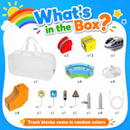 Juego de tren eléctrico para niños, 22 piezas de juguete de pista de carreras 3D, juguete de tren de viaje portátil con bolsa de viaje, juguete STEM para niños y niñas de 3, 4, 5, 6, 7, 8 años