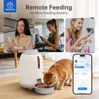 PAPIFEED - Comedero automático para gatos con aplicación, alimentador automático WiFi para gatos, dispensador de comida para gatos de alimentación lenta de 3 litros para alimentos secos, fuente de