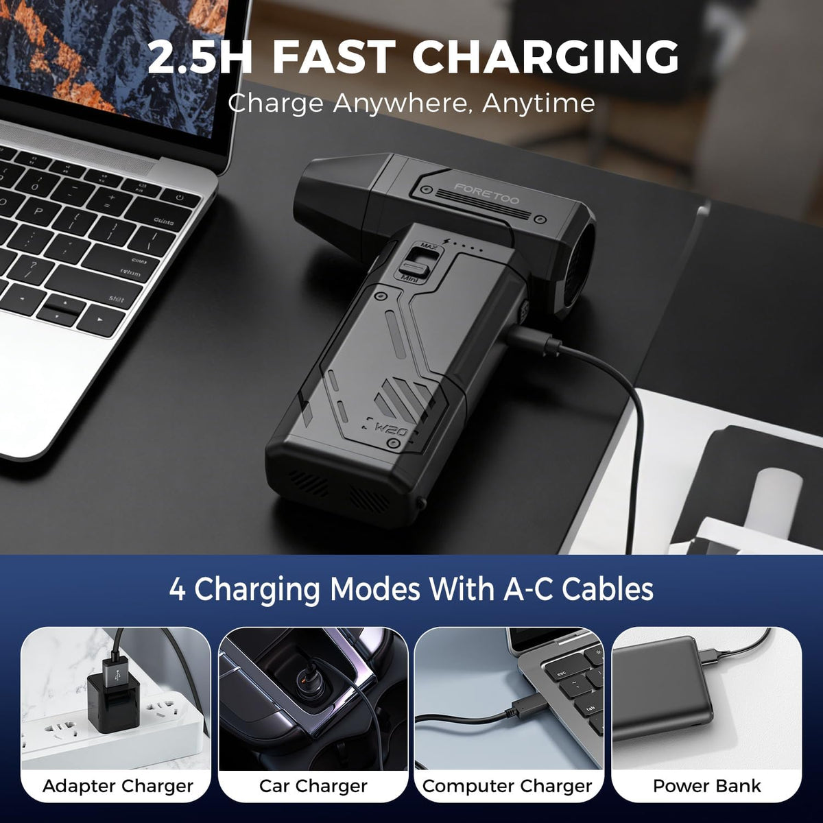 Plumero de aire comprimido, motor eléctrico sin escobillas de 130000 RPM con velocidad continua ajustable, soplador de aire inalámbrico recargable de carga rápida para PC, automóvil, teclado, mascota, hogar y al aire libre