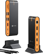 NOVOO Estación de acoplamiento para laptop con monitor dual, pantalla triple 15 en 1, 8K@30Hz DP, HDMI dual 4K@60Hz, 10Gbps USB-A/C, SD/TF, Ethernet 1Gbps, adaptador de base para monitor dual para