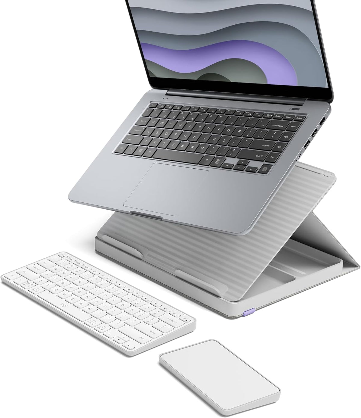 Logitech Casa Pop Up Desk Laptop Stand, teclado & Touchpad - Tan/Purple