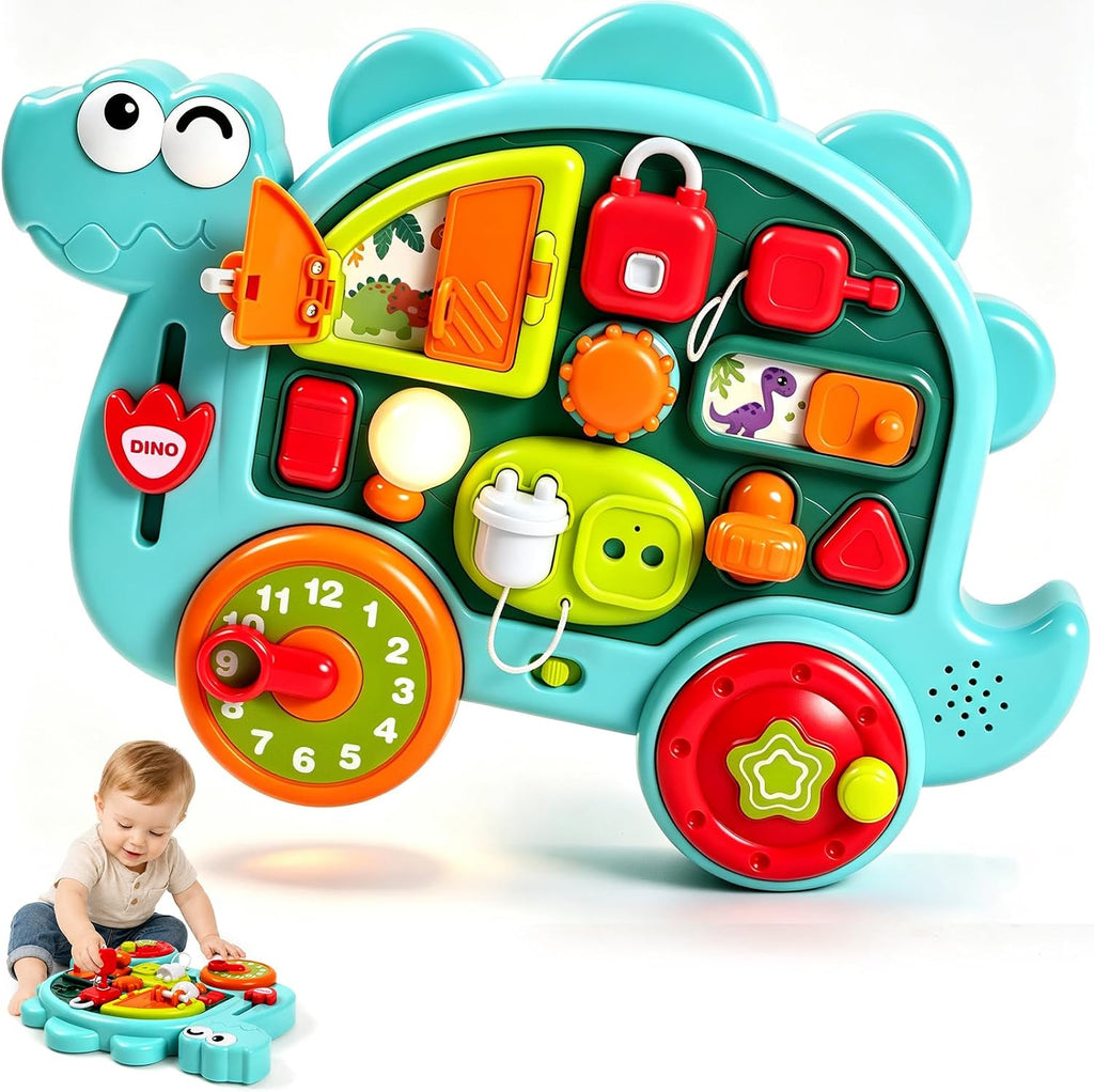Juguetes de aprendizaje de tablero de dinosaurios para niños y niñas de 18