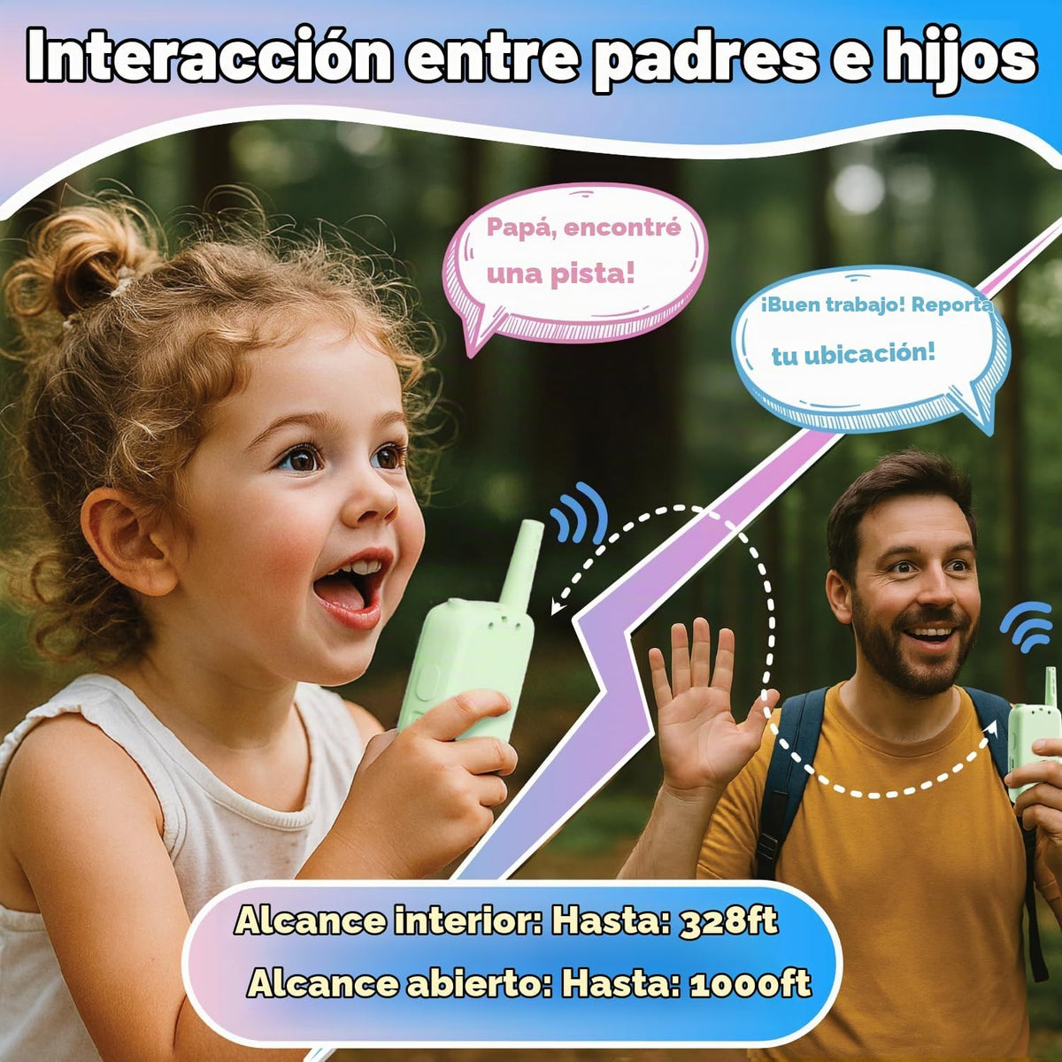 Walkie Talkies de video para niños, paquete de 2 intercomunicadores de video recargables de mano para niños, juguetes para interiores y exteriores, para juegos familiares, exteriores, campamento