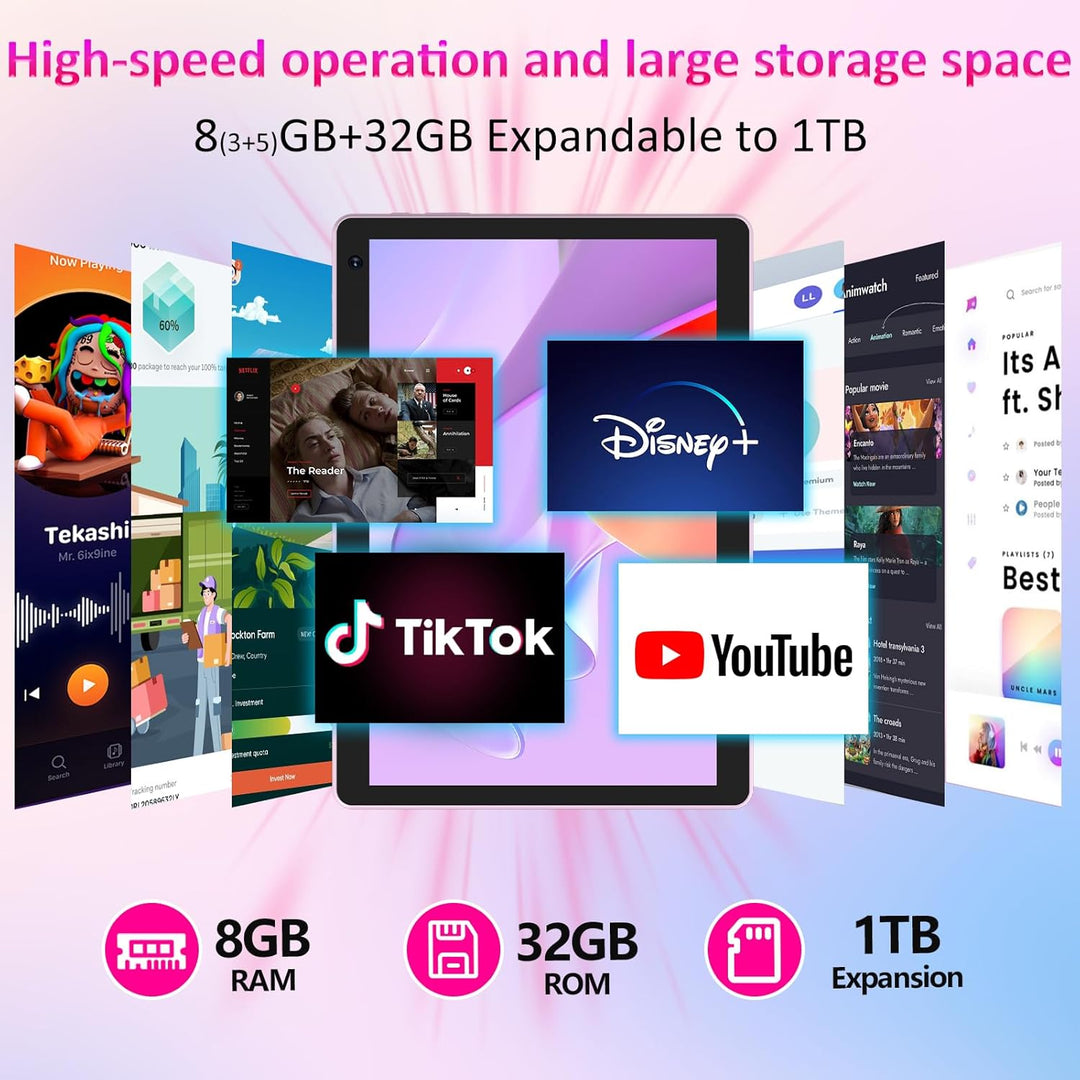 Tablet Android 15 de 10 pulgadas, 8GB RAM 32GB ROM CPU potente de c...