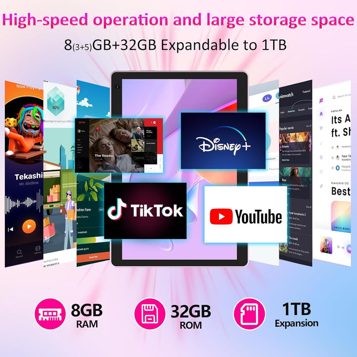 Tablet Android 15 de 10 pulgadas, 8GB RAM 32GB ROM CPU potente de c...