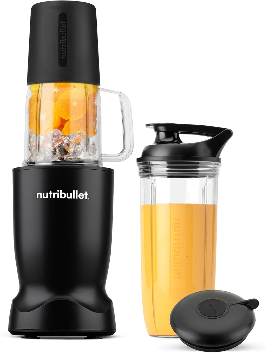 nutribullet Turbo Tumbler Edition, licuadora personal para batidos y bebidas congeladas, vaso de 24 onzas con bota, vaso de 32 onzas, tapas de viaje y para llevar, 1000 W, negro mate, NB30400AK