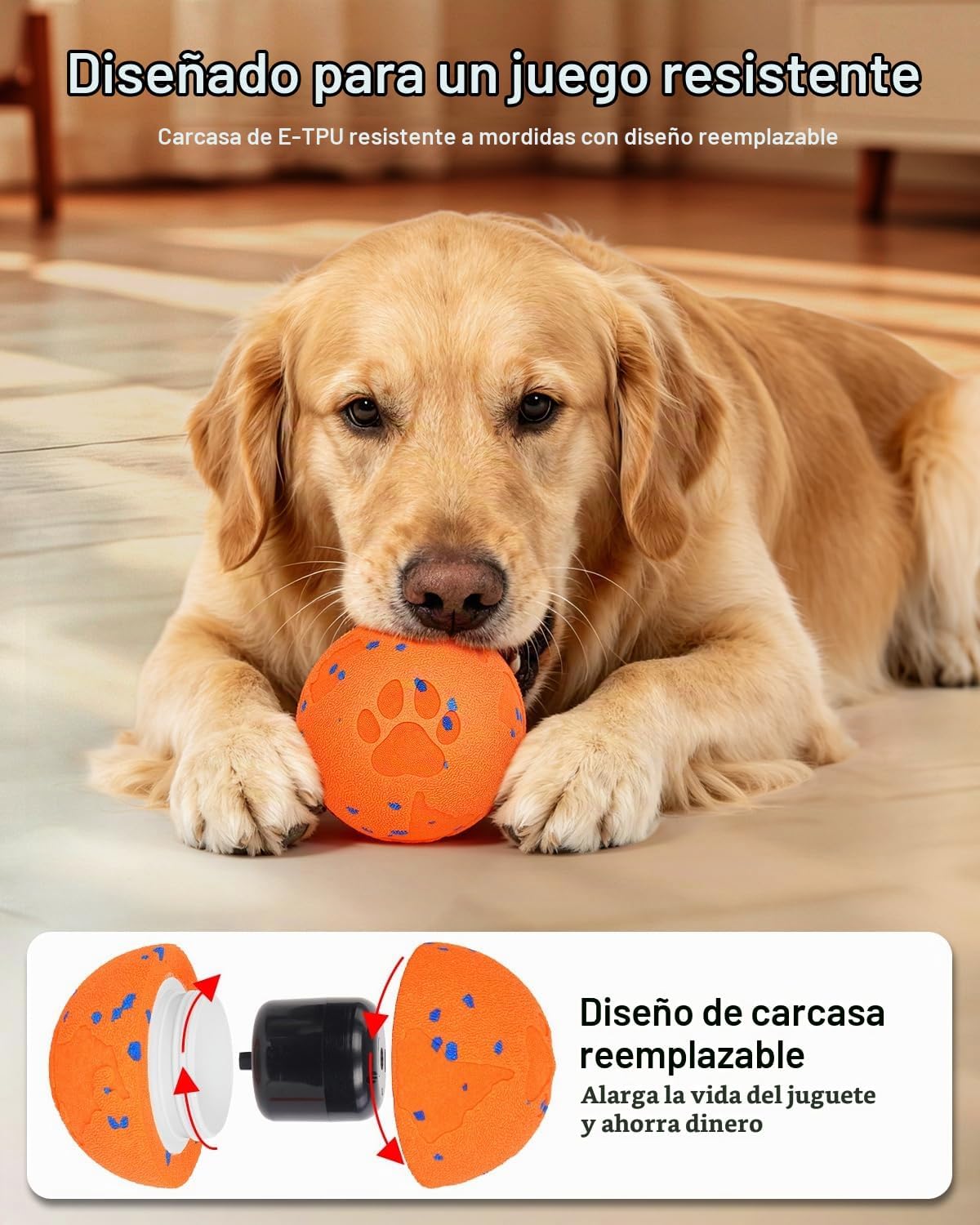 Pelota interactiva inteligente para perros, juguete resistente a las