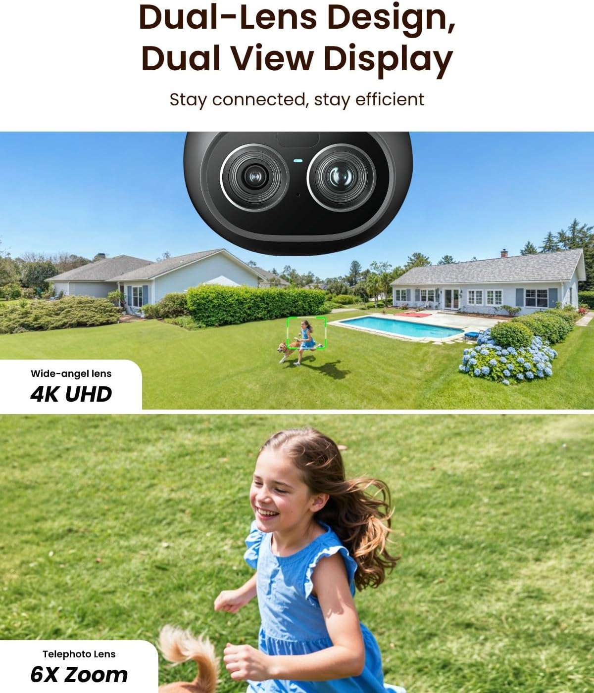 REOLINK TrackFlex Reflector WiFi, 4K 360° PTZ Cámara de reflector de doble
