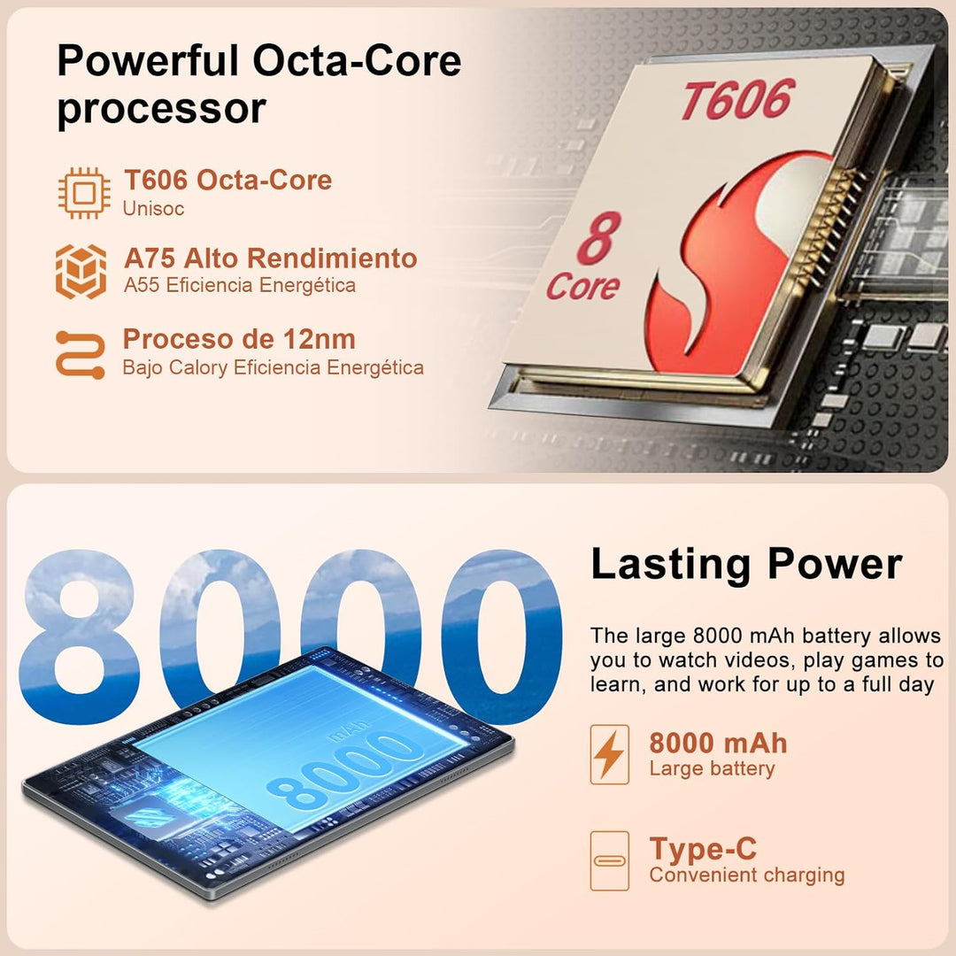 Dghrti Tablet de 10 pulgadas, 22 GB de RAM+128 GB ROM+1 TB Expand,...