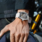 FORSINING Reloj automático para hombre con movimiento mecánico, esfera de esqueleto
