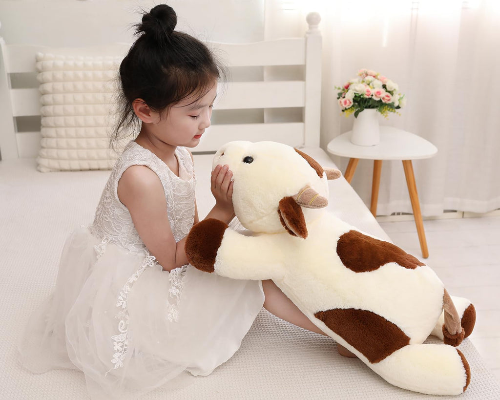 YESGIRL Animales de peluche con peso de vaca de 25.6 pulgadas, 5 libras, Vaca ponderada blanco ro