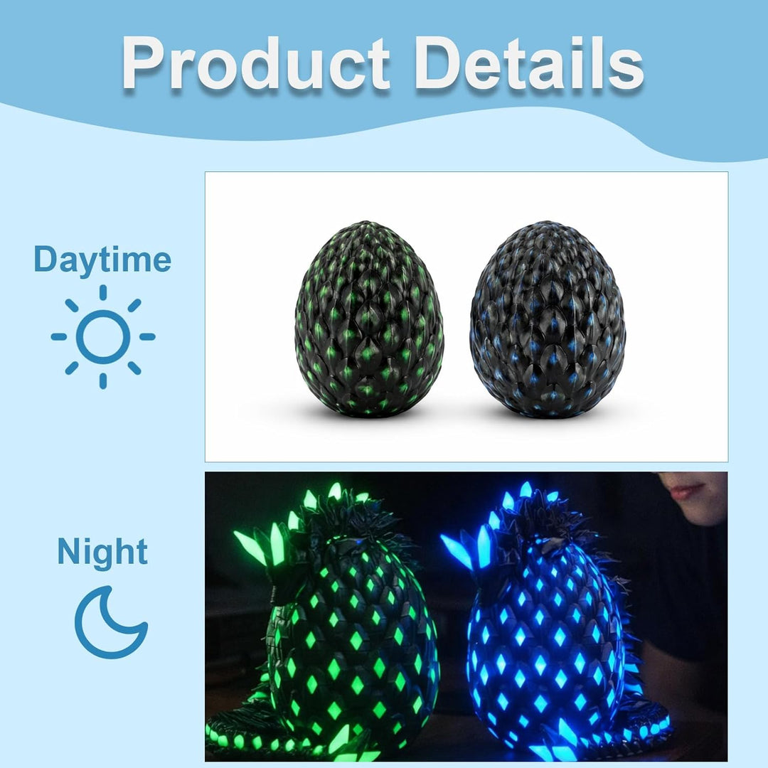 JFBNXB Huevos de dragón impresos en 3D que brillan en la