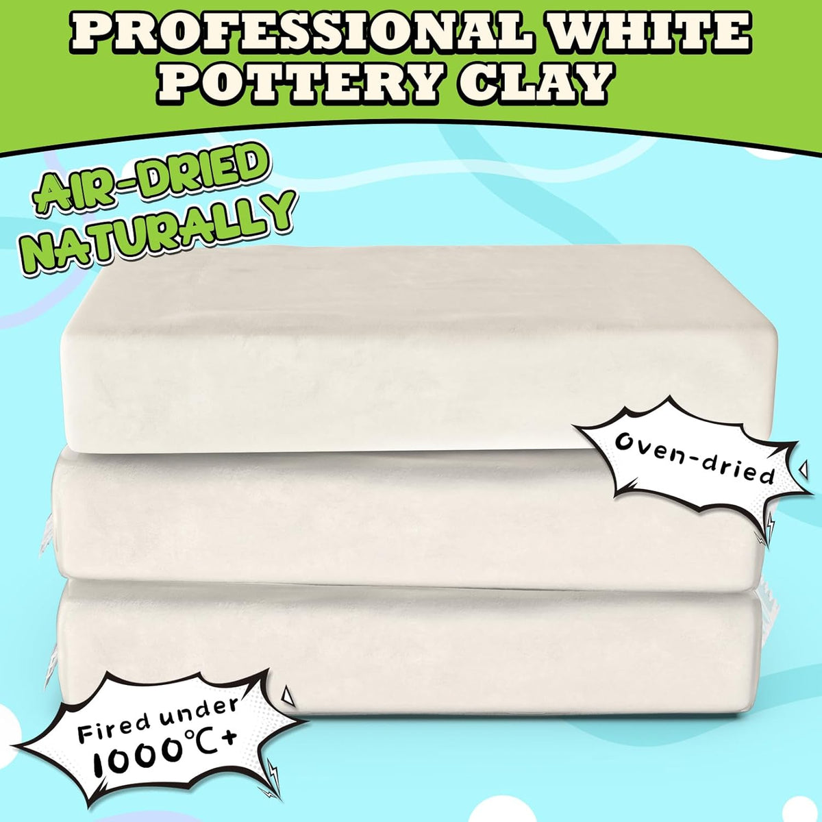 Arcilla seca al aire prémium para niños, arcilla natural para modelar, 3.3 libras, suministros de arte y manualidades para aulas escolares, regalo de juguete para niños, para Navidad, color blanco