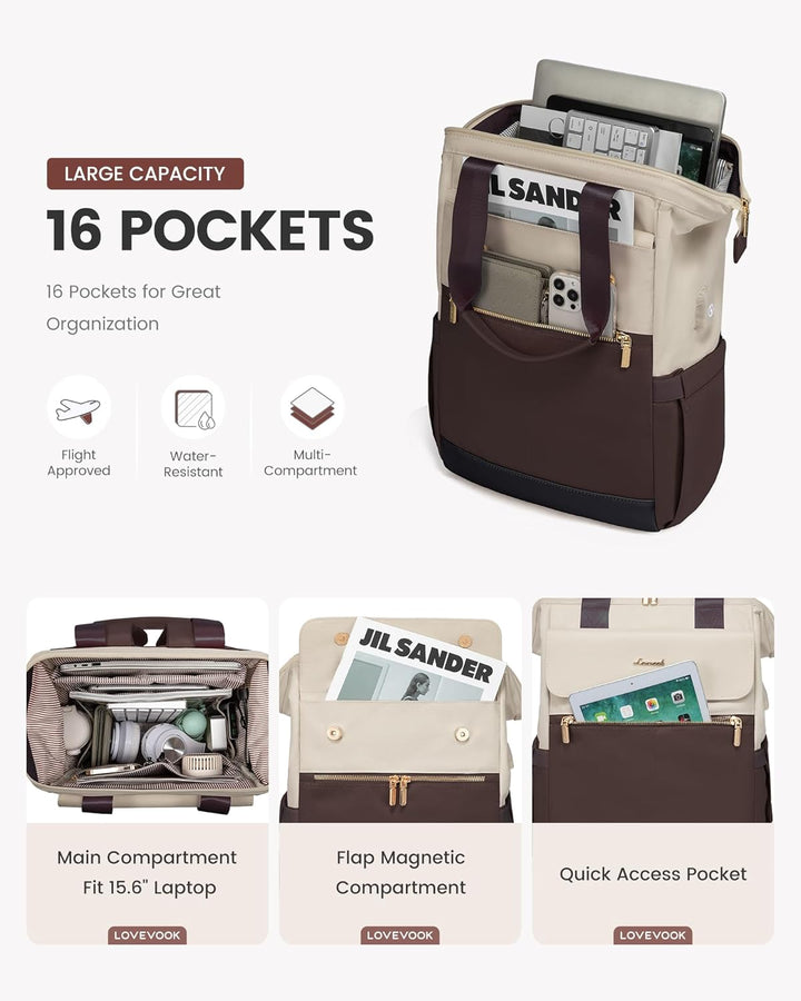 LOVEVOOK Mochila para laptop para mujer, bolsa de trabajo de 15.6 p...