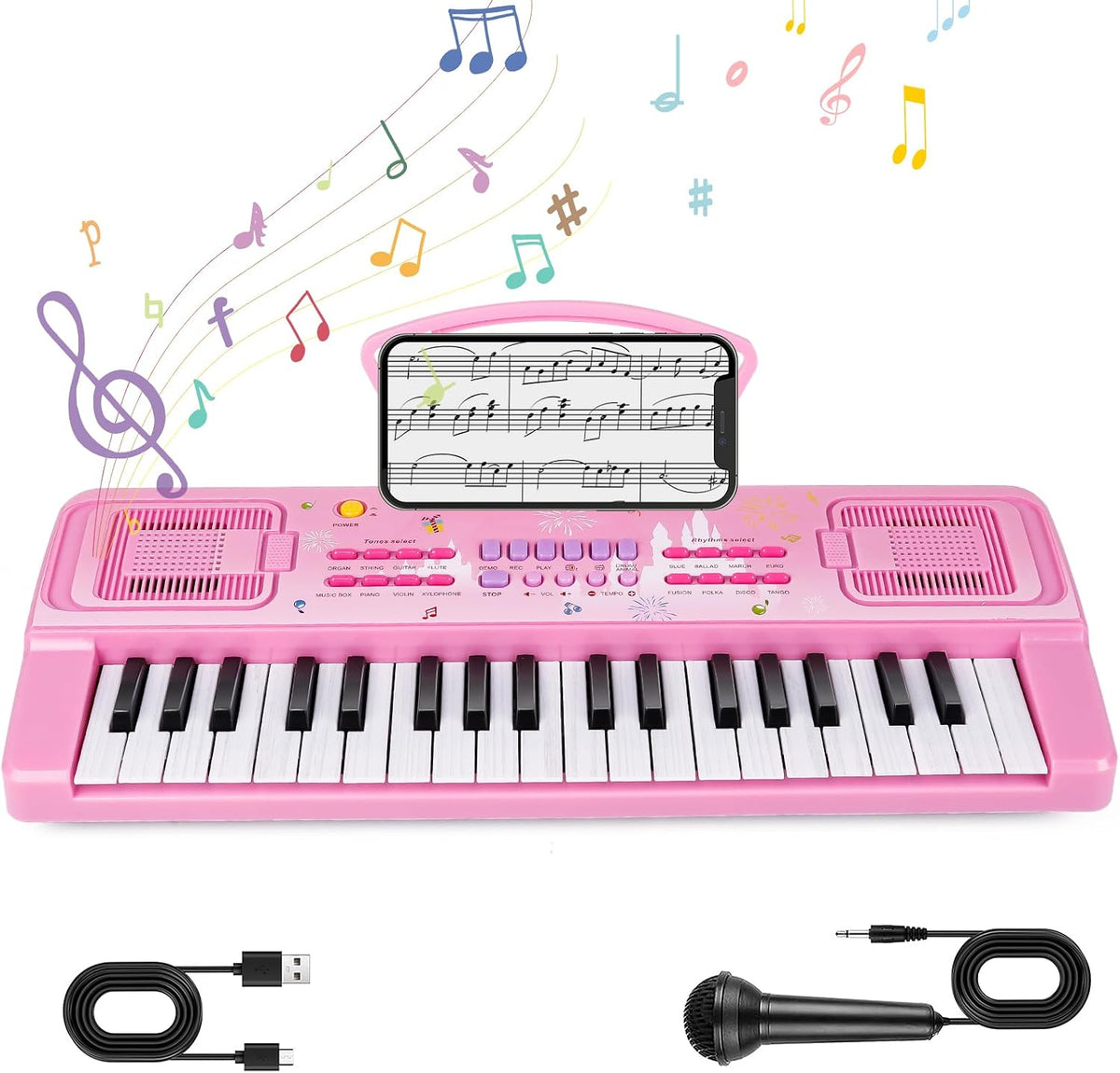 37 Keys Kids teclado Piano con Music Stand, Microphone, Musical Toys