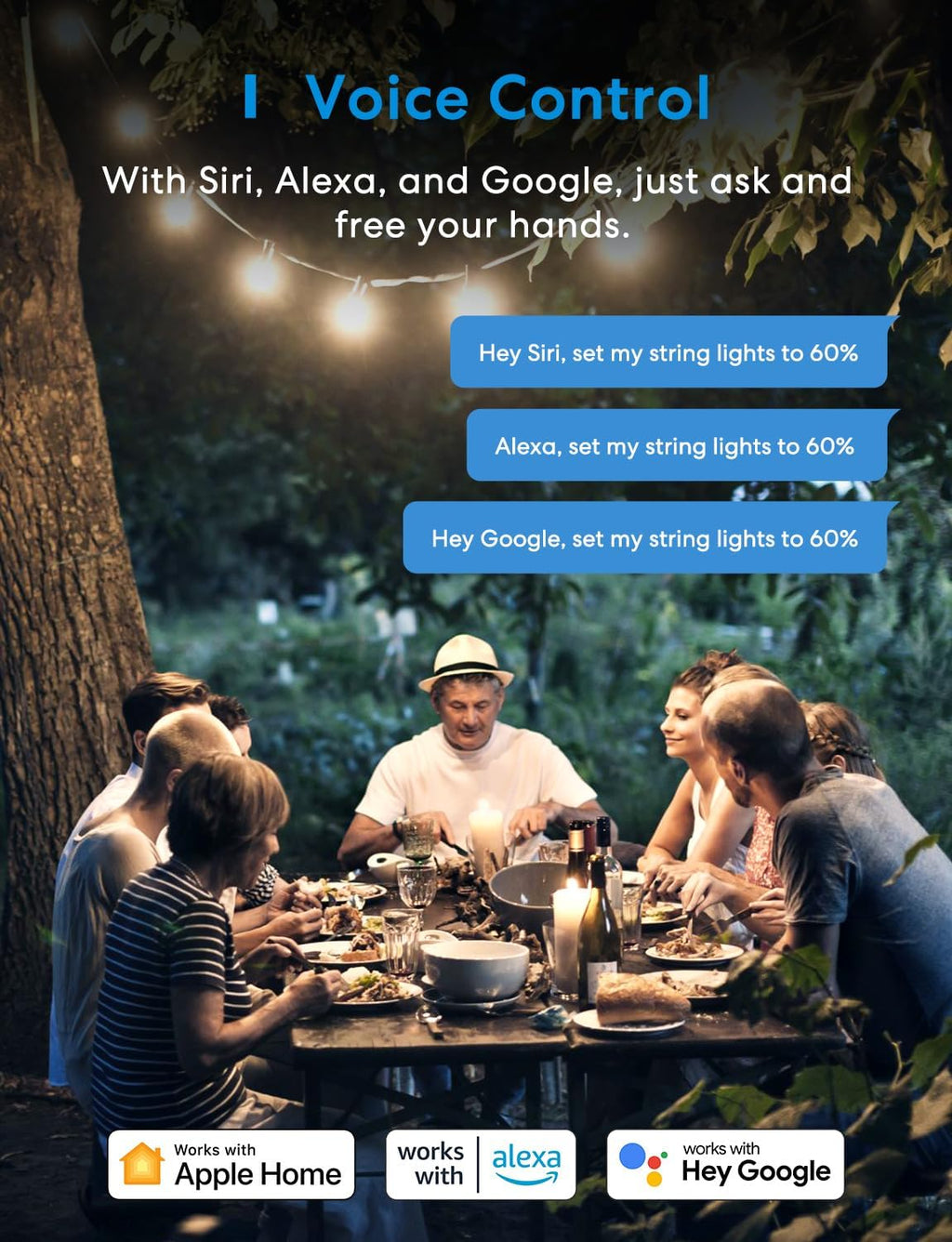 Lámpara meross Enchufe de atenuación para exteriores, enchufe inteligente para exteriores compatible con Apple HomeKit, Alexa, Google Home, atenuador para exteriores IP44 para lámparas de tira de luces, luces