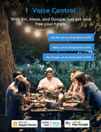 Lámpara meross Enchufe de atenuación para exteriores, enchufe inteligente para exteriores compatible con Apple HomeKit, Alexa, Google Home, atenuador para exteriores IP44 para lámparas de tira de luces, luces